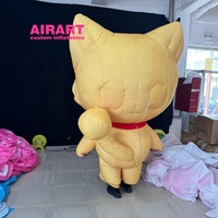 Costume de chat de dessin animé gonflable en tissu en peluche ultra-court pour l'activité de spectacle adulte