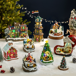 Décorations de Noël en <span class=keywords><strong>sapin</strong></span>, <span class=keywords><strong>train</strong></span> rotatif lumineux, boîte à musique, arbre de Noël, bonhomme de neige, ornement de bureau, cadeau de Noël, jouets classiques - Product Image 1