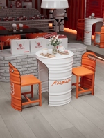 Ensemble table et chaises de café de style industriel créatif, design en fer, mobilier de restaurant, utilisation en extérieur, moderne