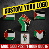 Insignes de logo en métal personnalisés Broche gratuite du drapeau de la Palestine et vente en gros d'épingles de drapeau en métal de divers pays