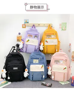 High School Students College Style Backpack New Duck Pendant School Bag for  Girls Boys Grades 1-6 Back To Schoolbags Mochila