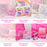 Coffret Cadeau de 48 Couleurs Néon Semi-Transparentes Rose Nude Nacrées Macaron – Vernis à Ongles Gel Couleur Unie pour Salon