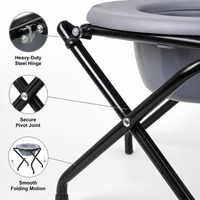 Chaise de toilette pliante portable avec seau amovible pour personnes âgées et handicapées – Facile à nettoyer – Sécurité en salle de bain