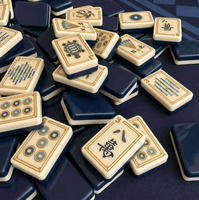 En gros, en stock : Jeu de Mahjong américain Wine Blue Sunday personnalisé, 160 tuiles gravées, en acrylique 4 couches, coffret de voyage de luxe