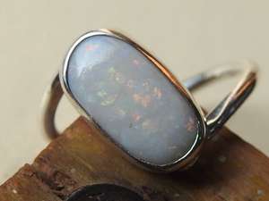 Australian <b>Solid</b> <b>Silver</b> Opal Wedding Ring-12x6mm Multi Fire Color Classic Prong Setting 5 US Size Handmade Third Party Certified - Product Image 5