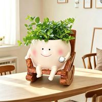 Pot de fleurs créatif en forme de chaise à bascule avec visage souriant, jardinière mignonne pour plantes succulentes, pour balcon, intérieur, cour, haute valeur esthétique