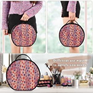 Trousse de Maquillage Rigide Ronde de Voyage pour Filles, Sac de Rangement Cosmétique et Bijoux, Sac de Maquillage Économique - Product Image 5