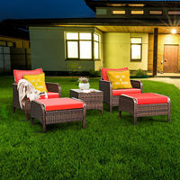 Ensemble de canapés en rotin tressé, best-seller, mobilier de patio en plastique, sectionnel, pour usage extérieur et jardin, PE, 5 pièces/ensemble, chaise royale