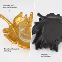 Support de bougie chauffe-plat en forme de feuille d'érable dorée, décoration d'intérieur, ornement porte-bougie d'aromathérapie