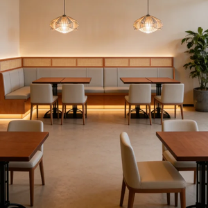 Modern Wooden Dining Table <b>Set</b> With 4 Chairs For <b>Restaurant</b> Use Minimalist Design Durable Commercial Furniture - Product Image 2