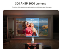 Projecteur LED LCD portable CRE CR50 Android 9 1080p/4K, 300 lumens, haut-parleurs intégrés, entièrement étanche, sans poussière, faible bruit, pour le cinéma