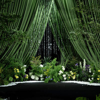 Rideaux de fond de scène de mariage en polyester artificiel, durables, écologiques, de couleurs et tailles personnalisées, pour la décoration de plafond intérieur/extérieur