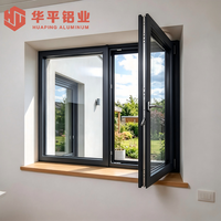 Fenêtre à battant en aluminium avec profil à rupture de pont thermique et double vitrage trempé pour projet de rénovation de mur extérieur de villa