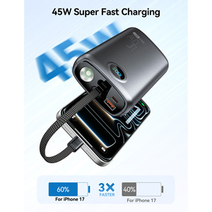 Batterie externe pour ordinateur portable 20000mAh, charge rapide 45W PD, chargeur portable avec câble Type-C intégré, écran numérique pour ordinateurs portables et téléphones - Product Image 2