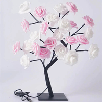 Lampe de table européenne Rose Flower Led Night Light Lampe de bureau de chevet pour la décoration de fête de mariage à la maison