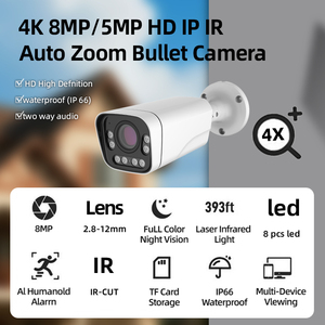 4k 8MP 5MP POE HD IR đầy màu sắc <span class=keywords><strong>IP</strong></span> Auto 4x zoom Bullet Máy ảnh 2.8.-12mm ngoài trời IR-CUT tầm nhìn ban đêm không thấm nước CCTV máy ảnh - Product Image 2