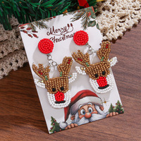 Nouvelle Collection De Noël Boucles D'oreilles À La Main Boho Cerf Bottes Chaussettes De Noël Bonhomme De Neige Boîte Cadeau Boucles D'oreilles