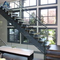 Escalier en tube carré métallique sur mesure pour intérieur, escalier moderne en poutre métallique pour villa résidentielle