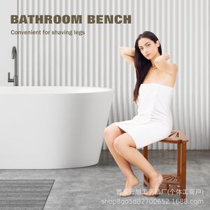 Tabouret de salle de bain triangulaire en bois RUSH 30x30x42,4 cm, banc de douche à double rangement pour femmes enceintes et personnes âgées - Product Image 1