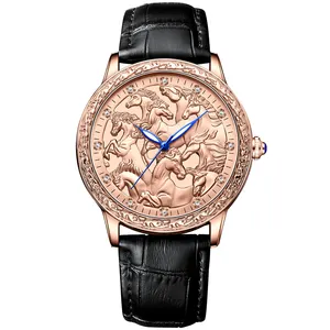 Chinese brand manufacturers sell new 3D engraved eight horses waterproof fashion men's quartz watch