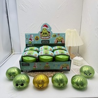 Cadeau surprise de Noël pour enfants : Jouet anti-stress Grinch Squishy Bun TPR scintillant à presser, boîte mystère de Noël