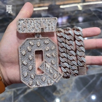 Liontin Mewah Berlian Moissanite Bentuk Marquise VVS untuk Hadiah Pesta, Model Angka Q, Full Iced Out, Perhiasan Khusus Pria Rapper Hip Hop