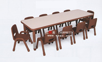 Meubles de garderie en bois au design moderne, table et chaises réglables pour l'école, la maternelle, ensemble de repas pour enfants
