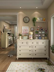 Cassettiera <span class=keywords><strong>Grande</strong></span> in Legno Bianco con Maniglie in Ottone, Mobile Contenitore per Arredamento Casa e <span class=keywords><strong>Soggiorno</strong></span> - Product Image 4