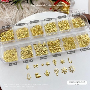 Bijoux de Noël pour ongles en forme de rivet, boîte longue, flocon de neige de forme spéciale, en alliage, à fond plat, en métal, avec diamants, breloques personnalisées pour ongles - Product Image 6