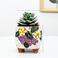 Poterie grossière coréenne en relief peinte à la main en céramique respirante pouce succulent mini pots de fleurs
