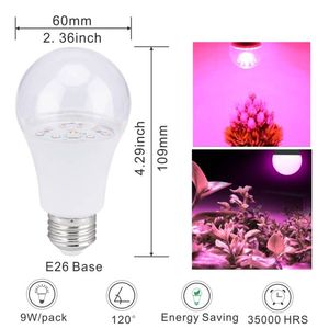 Lámpara LED para Plantas <span class=keywords><strong>de</strong></span> Espectro Completo E27 E26, Bombillas LED para Cultivo <span class=keywords><strong>de</strong></span> <span class=keywords><strong>Pitahaya</strong></span>, Vegetales <span class=keywords><strong>de</strong></span> Invernadero y Fruta del Dragón, 9W 11W - Product Image 2