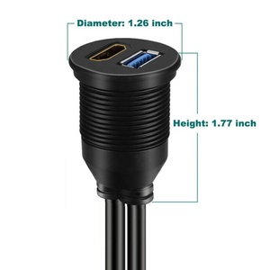Cáp Cái Usb 3.0 Hdmi Gắn Bảng Điều Khiển Kép Chống Nước IP67 Chiều Dài 1M 3ft - Product Image 3