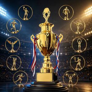 Trophée <span class=keywords><strong>de</strong></span> championnat géant Elite <span class=keywords><strong>de</strong></span> 30 pouces, tout en métal, plaqué or premium, avec motifs sportifs interchangeables - Product Image 1