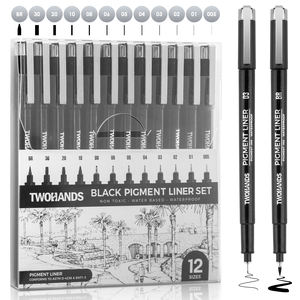 Hot Sale Wasserdicht 12 Size Tip Fine Line Schwarze Tinte Micro Fin eliner <span class=keywords><strong>Pen</strong></span> Drawing Marker Set für Kunst bedarf - Product Image 1