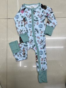 Combinaison de bébé en bambou tricoté TZ, pyjama pour enfants, une pièce, fermeture éclair bidirectionnelle, barboteuse unisexe - Product Image 2