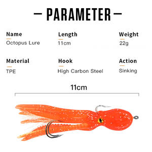 DORISEA 11cm 23g TPE hundimiento suave calamar faldas pulpo señuelo Gancho Doble ayuda gancho para Río lago corriente pesca al por mayor - Product Image 4