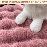 Petit tapis de lit pour chat en peluche lapin, coussin de couchage chaud et moelleux, tapis de sol pour l'automne/l'hiver