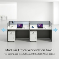 Serie de Escritorios Modulares Rectos, Ecológicos, Duraderos y Modernos para Oficina, Cubículo Lineal para Personal con Pantalla de Vidrio Esmerilado