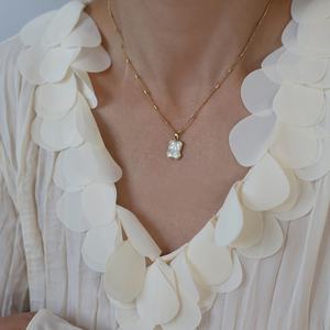 Mother of <b>Pearl</b> Shell Gummy Bear Cute Animal Pendant Stainless Steel 18k <b>Gold</b> Not Fade Chain <b>Necklace</b> Everyday Jewelry for Girls - Product Image 2