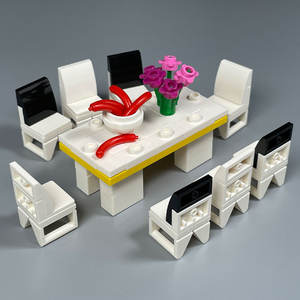 MOC บล็อกประกอบอนุภาคขนาดเล็ก DIY <span class=keywords><strong>ของเล่น</strong></span>โมเดล บ้าน ห้องครัว ห้องนั่งเล่น และห้องน้ำ - Product Image 2