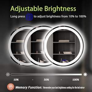 <span class=keywords><strong>Miroir</strong></span> rond à led avec lumières pour salle de bain et miroirs muraux rétroéclairés <span class=keywords><strong>Grand</strong></span> <span class=keywords><strong>miroir</strong></span> de maquillage éclairé - Product Image 3