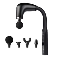 Marteau de massage portatif rechargeable avec poignée allongée, 4 têtes de massage, contrôle de la vitesse, soulagement myofascial, fonction musicale