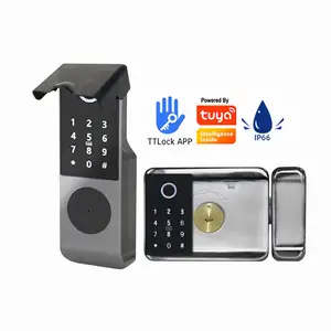 Kunci Pintu <span class=keywords><strong>Digital</strong></span> TTlock TUYA APP Wifi, Kartu RFID, Tahan Air, Sidik Jari, Kunci Pintar, Kunci Pintu Rim Sidik Jari Dua Sisi - Product Image 1