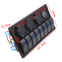 8 Gang Panel saklar Rocker laut, dengan soket pengisi daya USB dengan soket pemantik rokok & Voltmeter untuk kapal RV ATV truk mobil