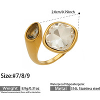 Bague Mlluki en acier inoxydable avec diamant, plaqué or 18 carats PVD, vintage, colorée, inaltérable