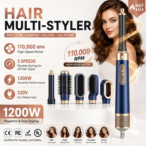 Set Professionale di Asciugacapelli Elettrico Multifunzione ad Alta Velocità con 6 Styler 6-in-1 e Ferro Arricciacapelli - Product Image 1