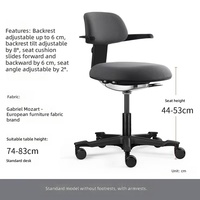 Chaise de bureau ergonomique pivotante moderne pour cadres médicaux avec cadre en acier inoxydable et roulettes réglables en hauteur