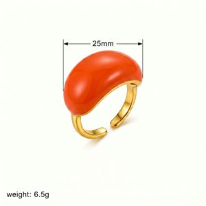 새로운 18K 골드 에나멜 기하학적 모양의 화려한 오일 드롭 오픈형 조절 가능한 고급 반지 여성용 패션 도매 트렌디 반지 - Product Image 3