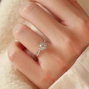 Cadeau d'amour de haute qualité pour petite amie Zircon cuivre bijoux bague de mariage Moissanite diamant bague femmes bijoux de mode - Product Image 4