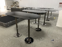 Meuble de bar ovale moderne et élégant en pierre et acier, pour salle à manger, cuisine, hôtel, salon, club, maison, salon, élégant en bois et métal